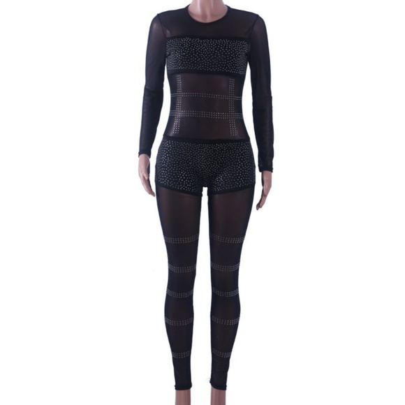 Studded Sheer Jumpsuit - Picture 3 of 6